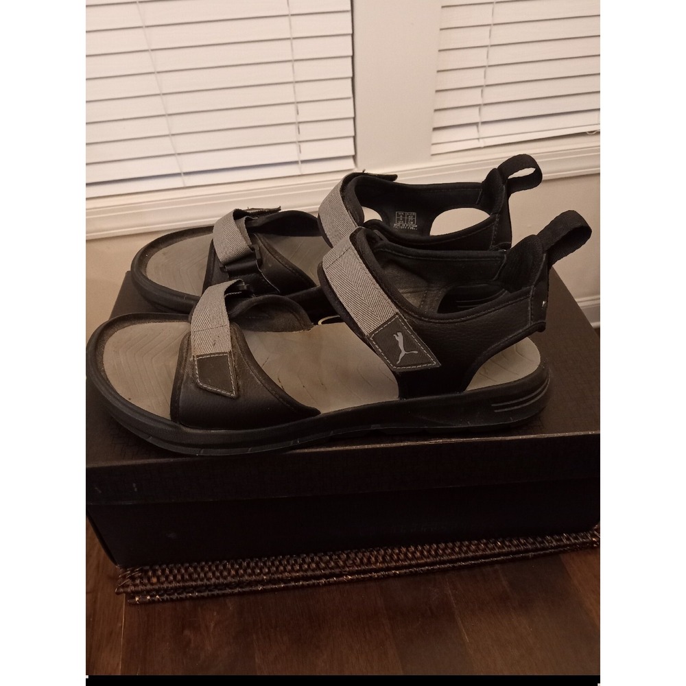 Mens Puma Softride Slides Sandals Chacos‎ Black Gray Strap Water Shoes Size 9
